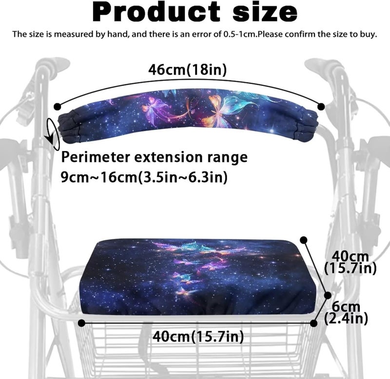 Hechitok Butterfly Galaxy Rollator Walker Seat Covers - Universal Fit, Washable, Dust Proof, Soft & Comfortable Covers for Seniors, Designer Walker Accessories with Gift Option - Image 5
